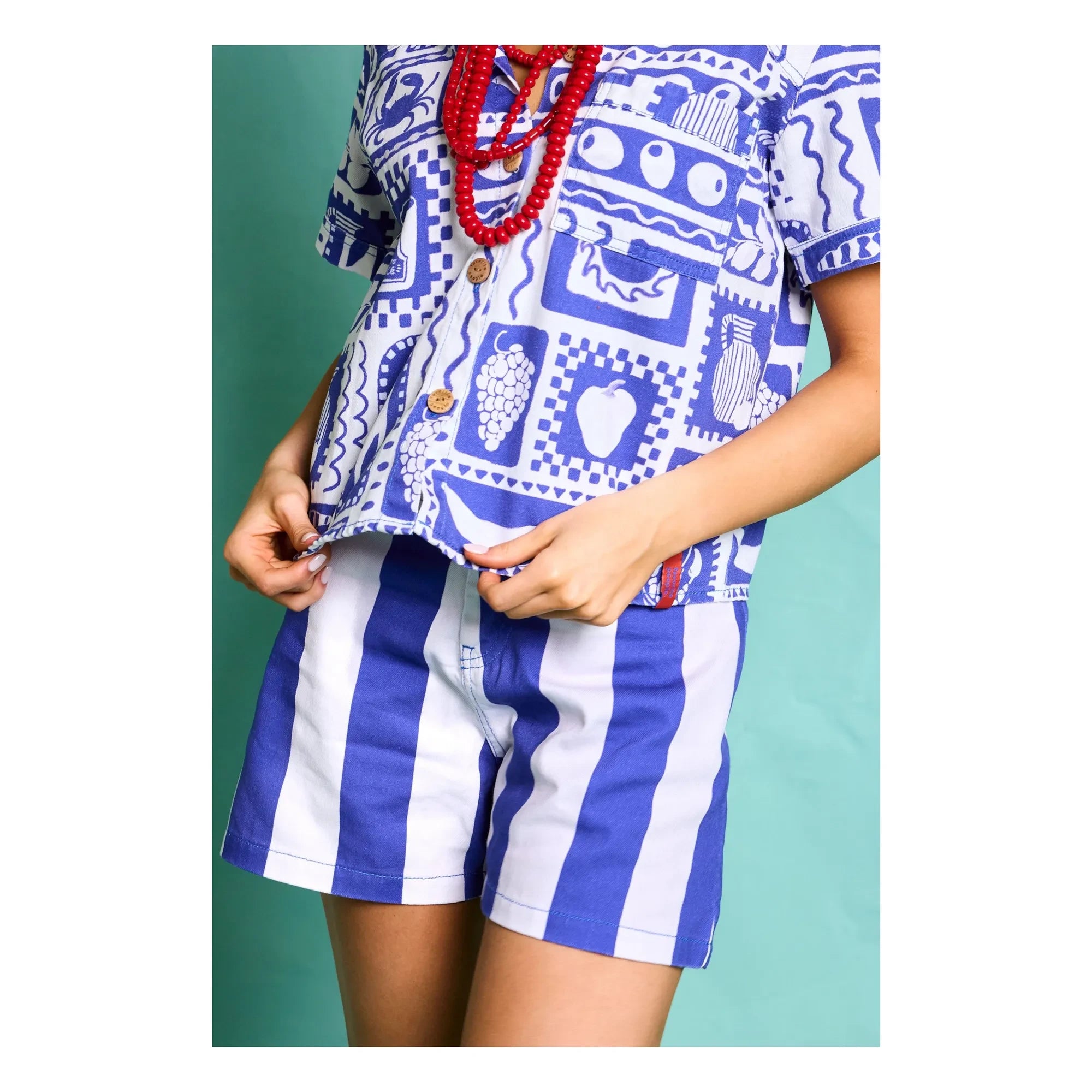 Favorite People - Positano Striped Shorts - Women's Collection | Blue
