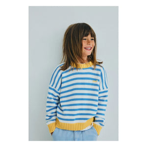 the new society - Striped Marigold Sweater | Light Blue
