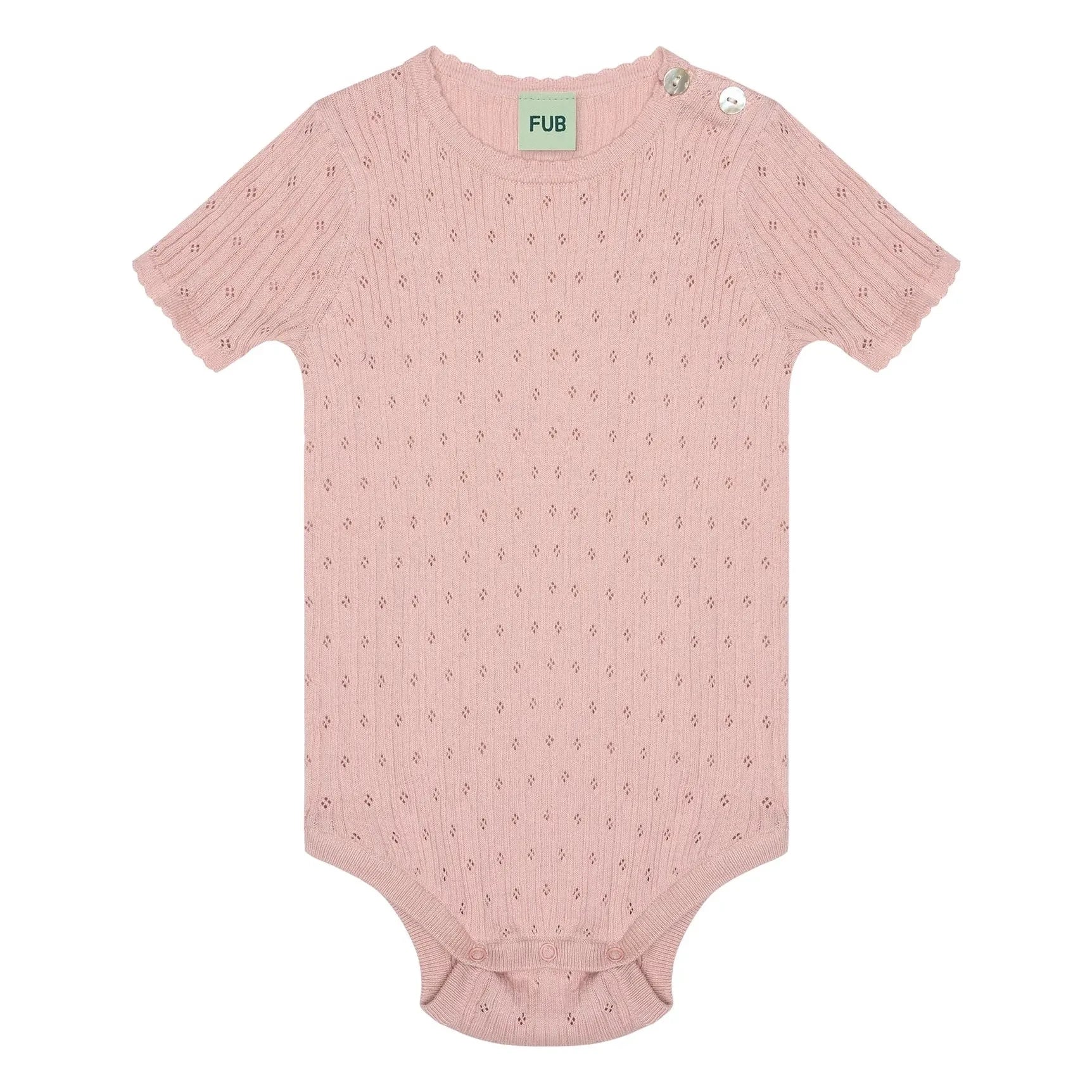 FUB - Pointelle Fine Knit Organic Cotton Bodysuit | Light Pink