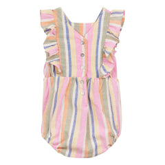 Arsène et Les Pipelettes - Striped voile romper | Pink