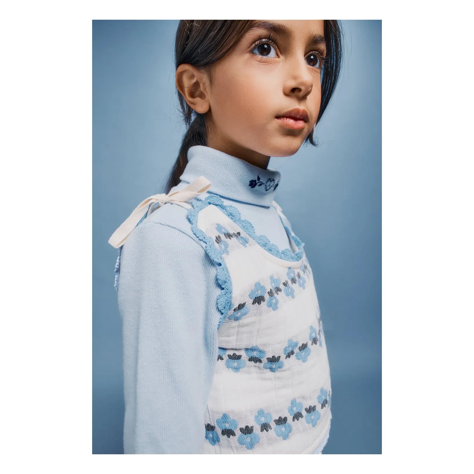 Bebe Organic - Çiçek Desenli Scilla Üst | Mavi