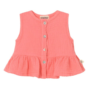 Cozmo - Posy Cotton Gauze Top | Powder Pink