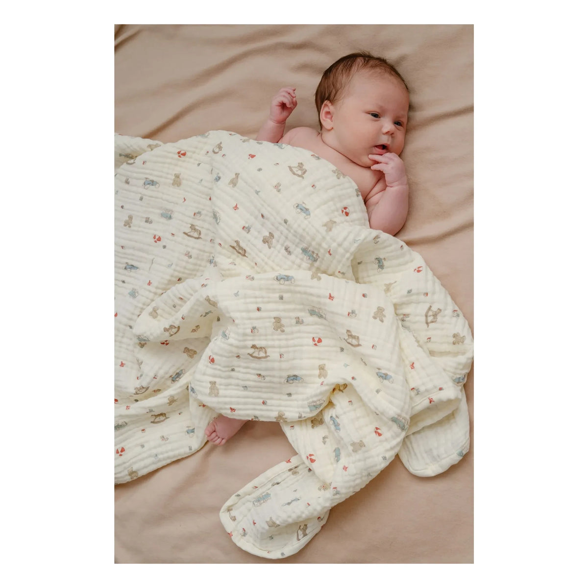 Cam Cam - Vintage Toys Muslin Blanket | Beige