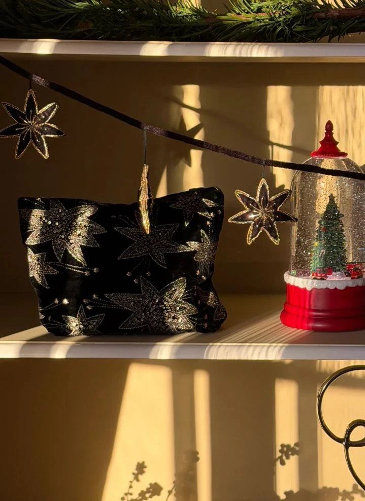 Anna + Nina - Starry Eve Velvet Makeup Bag | Black
