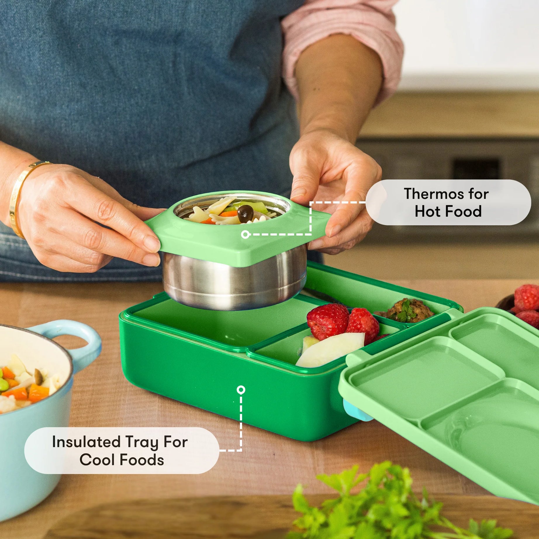 Omiebox - Thermal Insulated Apple Green Bento Lunch Box