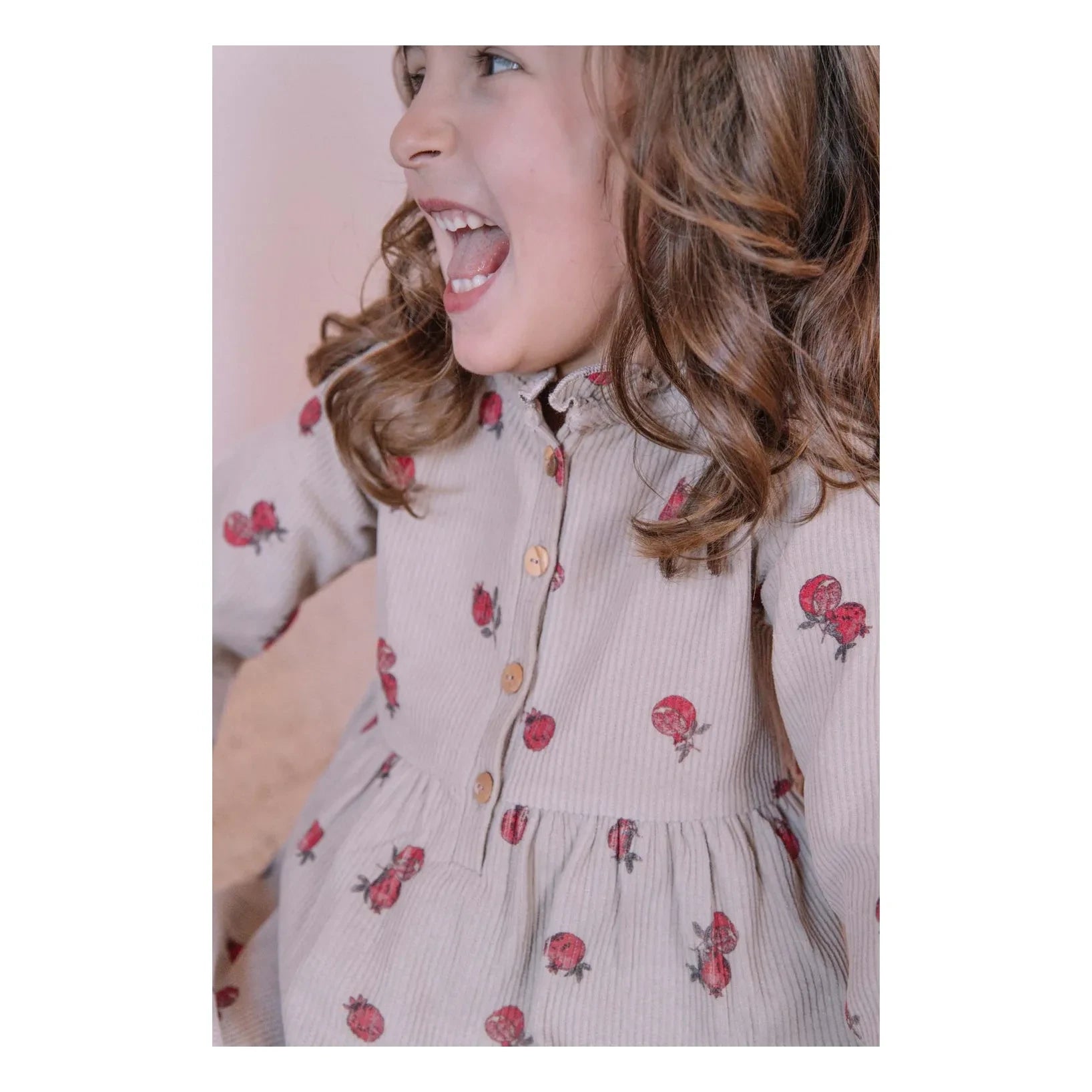 Studio Bohème - Vermont Narlı Elbise, Fitilli Kadife, Organik Pamuk | Toprak Kahverengi