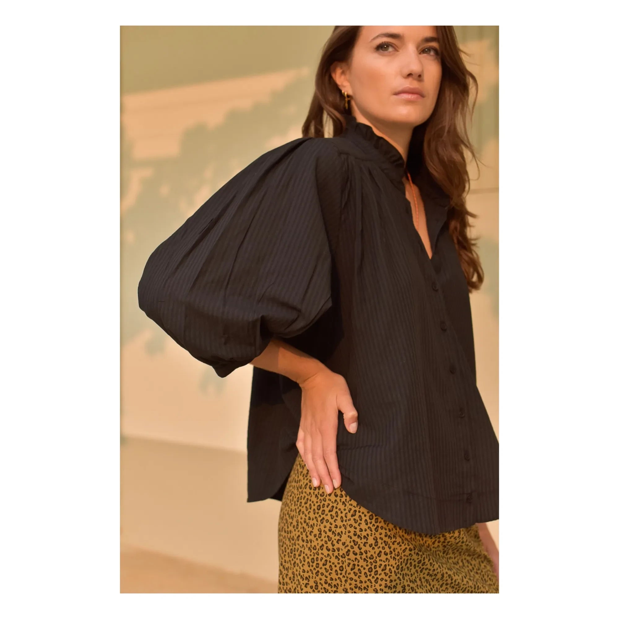 Marlot Paris - Dahlia Seersucker Blouse - Women's Collection | Black