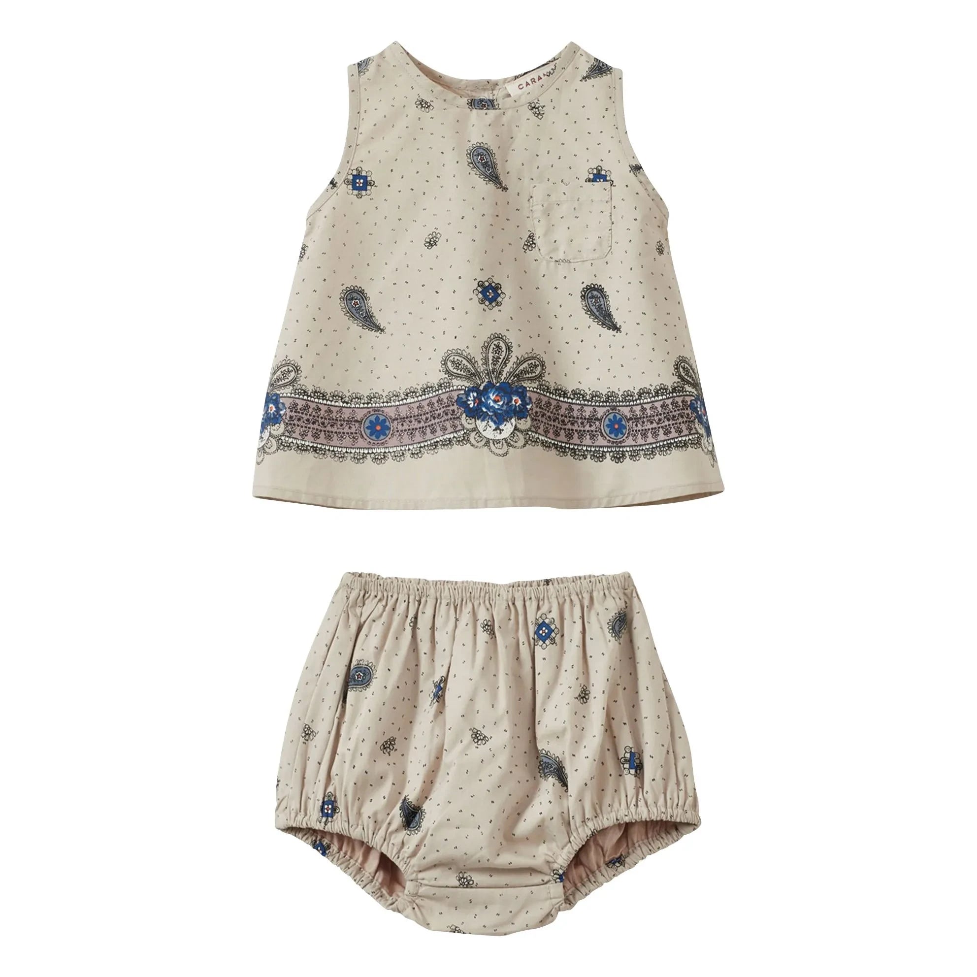 Caramel - Lettuce Paisley Top and Shorts Set | Ecru