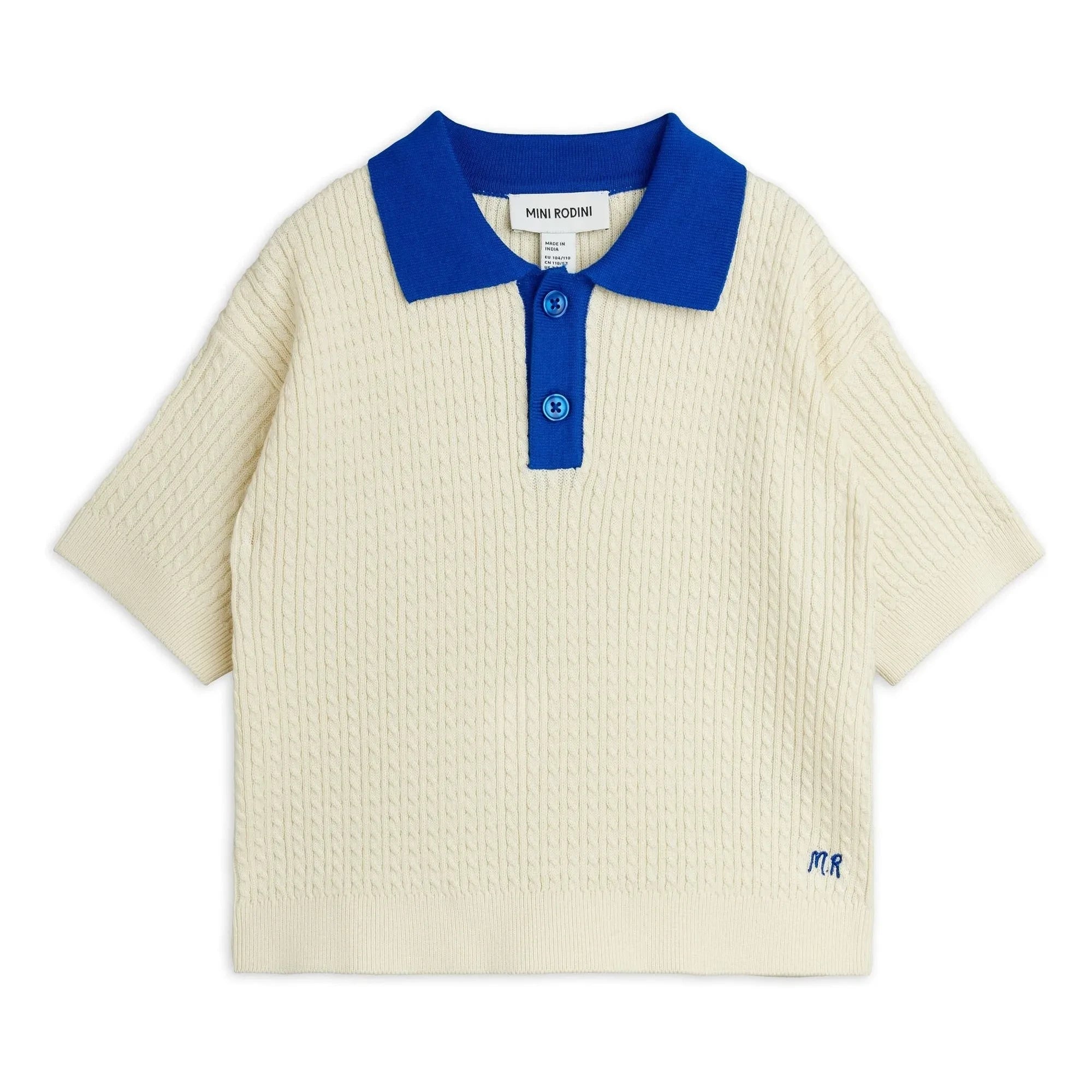 Mini Rodini - Organic Cotton Knit Polo Shirt | Ecru