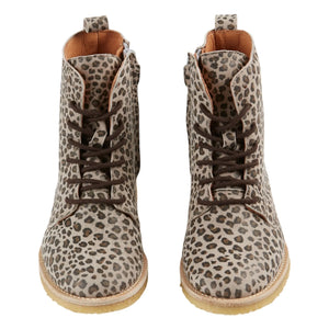 Emile et Ida - Leopard Leather Lace-up Boots | Brown