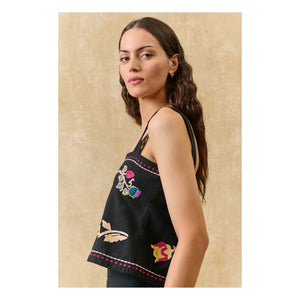 Louise Misha - Phaedra Organik Pamuk Top | Siyah