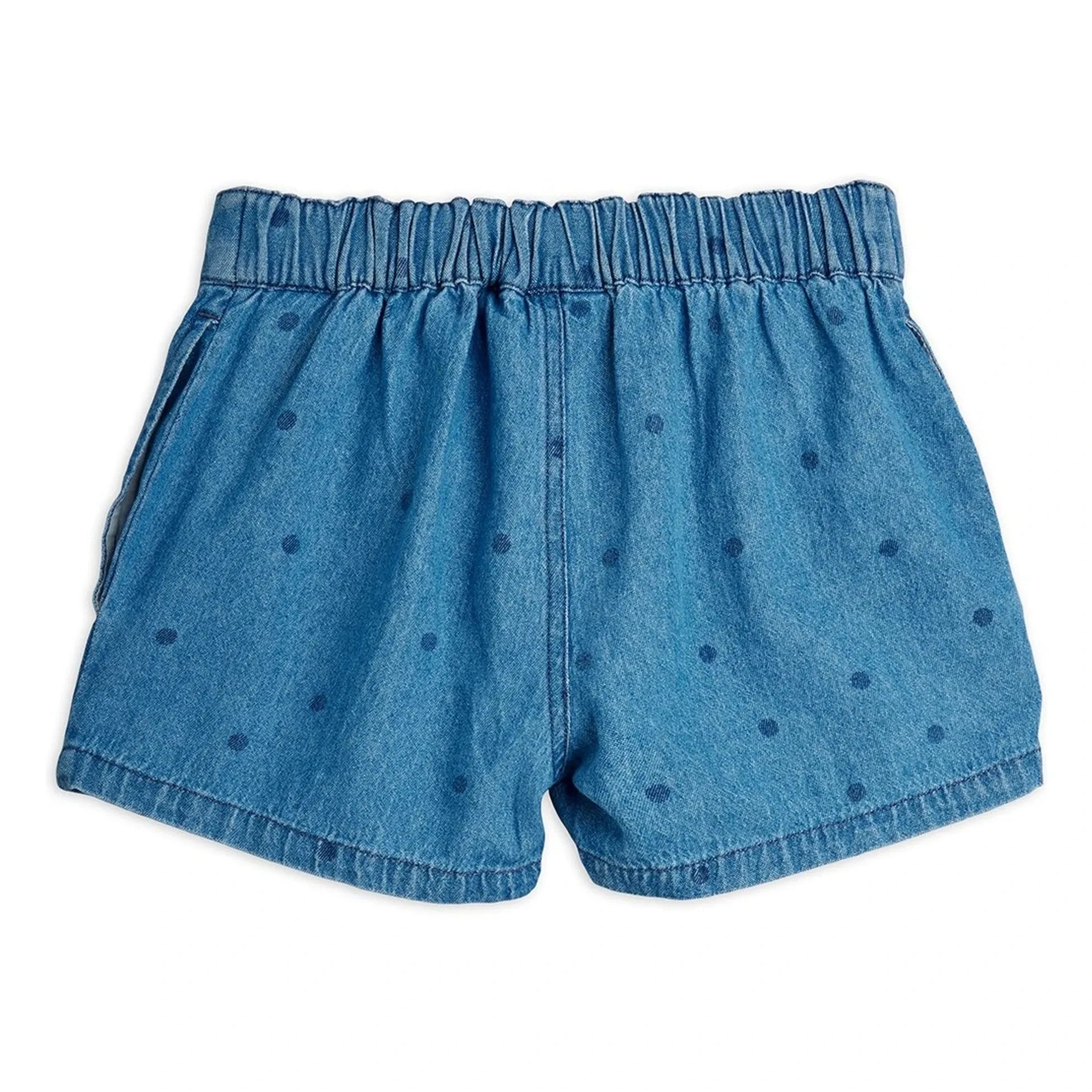 Mini Rodini - Organic Cotton Polka Dot Denim Shorts | Blue