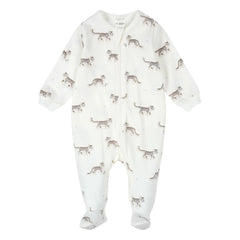 Petit Lem - Organic Cotton Leopard Pajamas | White
