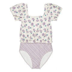 Soor Ploom - Rosalia Floral Recycled Fiber Swimsuit | White