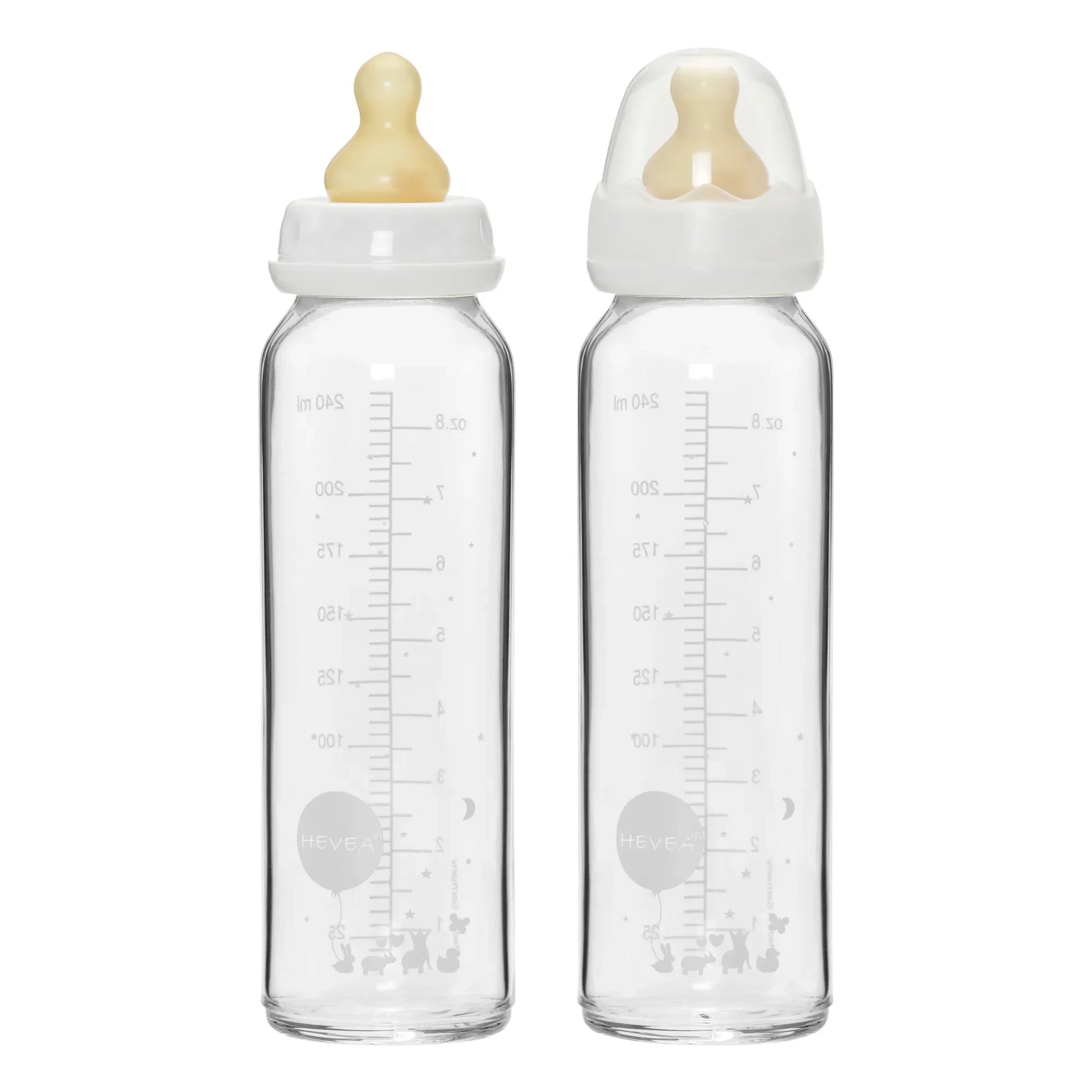Hevea - Glass Baby Bottle 240 ml - 2-piece Set