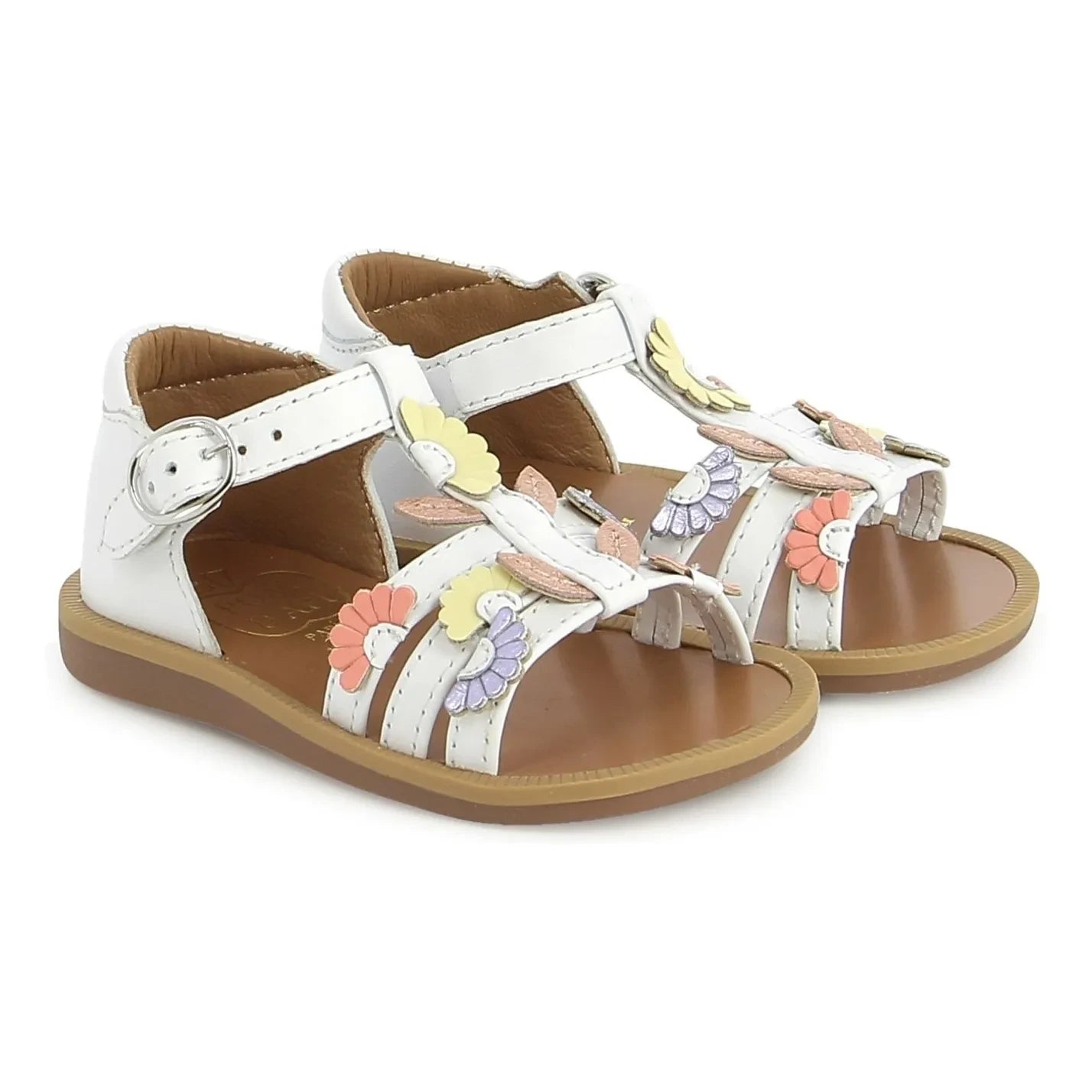 Pom d'Api - Poppy Multi Daisy Sandals | White