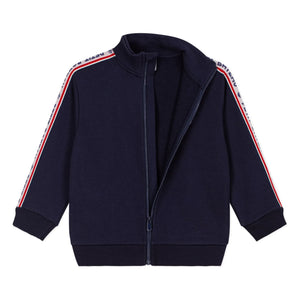 Petit Bateau - Contrast Striped Zip-up Sweatshirt | Night Blue