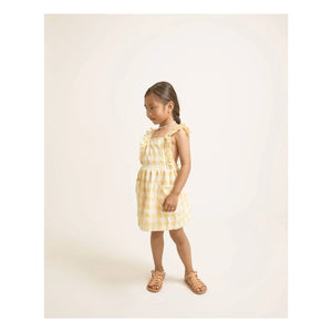 Búho - Seersucker Organic Cotton Gingham Dress | Yellow