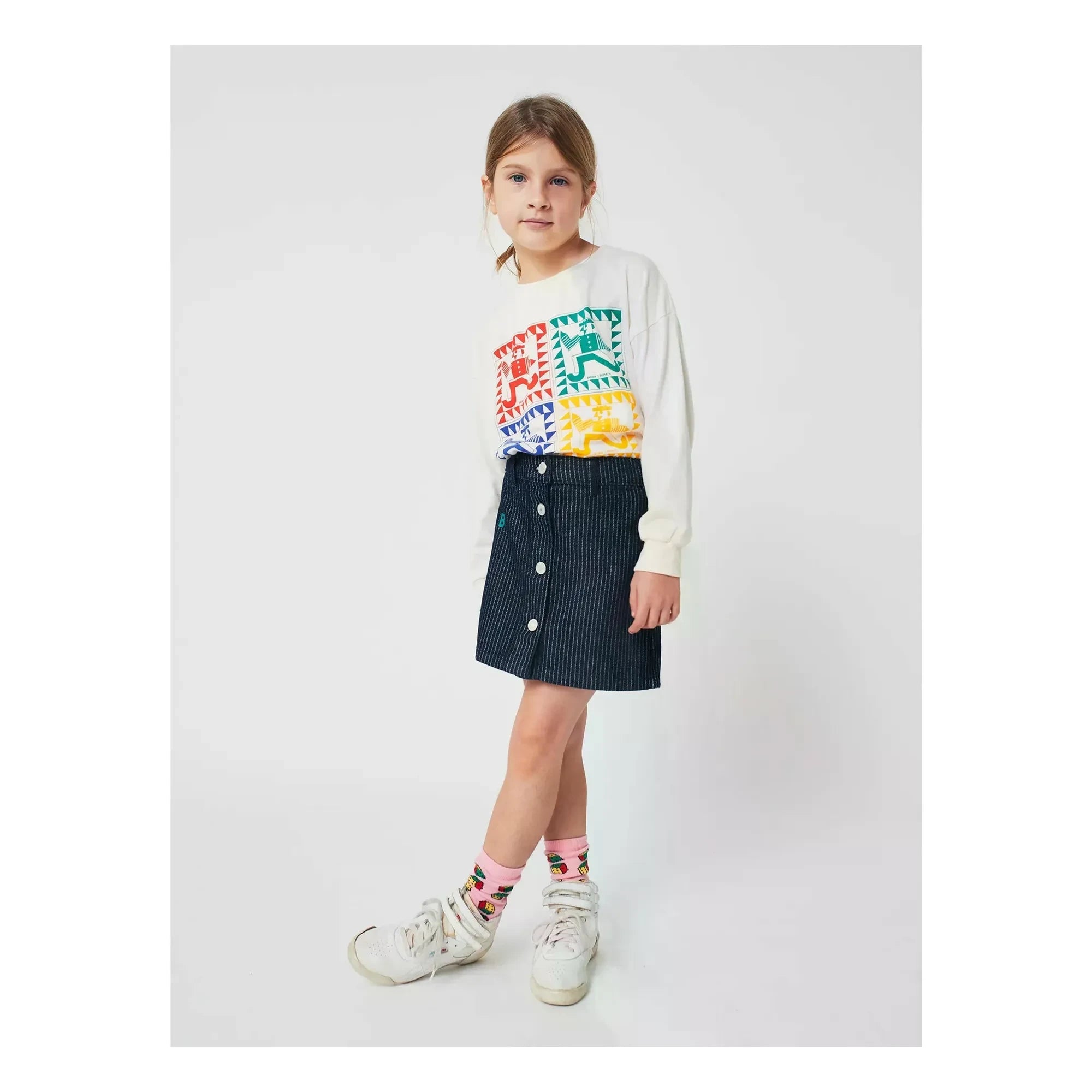 Bobo Choses - Striped Denim Skirt Made of Organic Cotton | Navy Blue