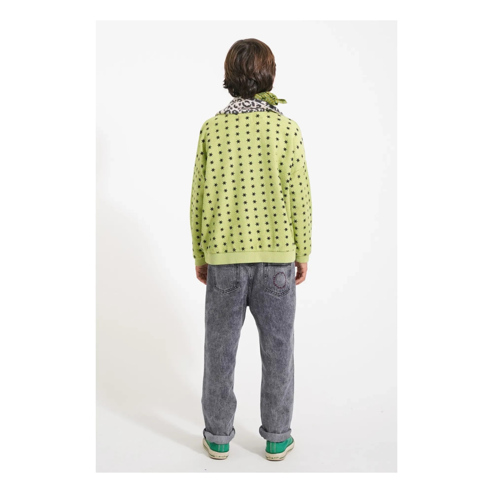 Piupiuchick - Ribbed Star Sweatshirt Organic Cotton | Green