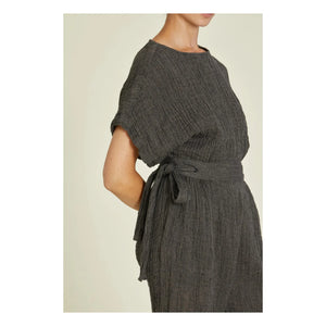 Black Crane - Basic Linen Top | Dark Slate Gray