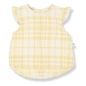1+ in the family - Ferrosa Linen Check Blouse | Yellow