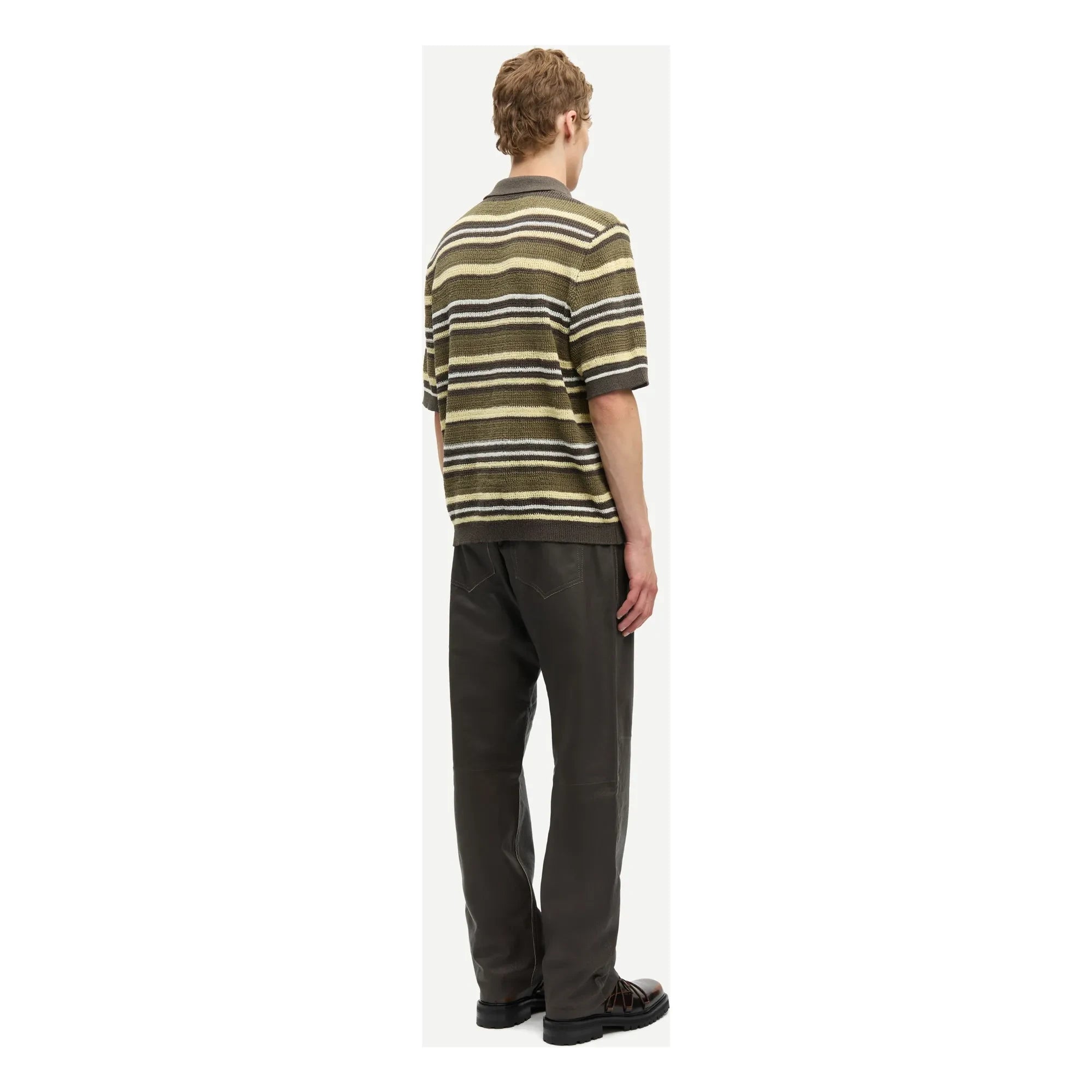 Samsoe Samsoe - Samarco Striped Knitted Polo | Khaki