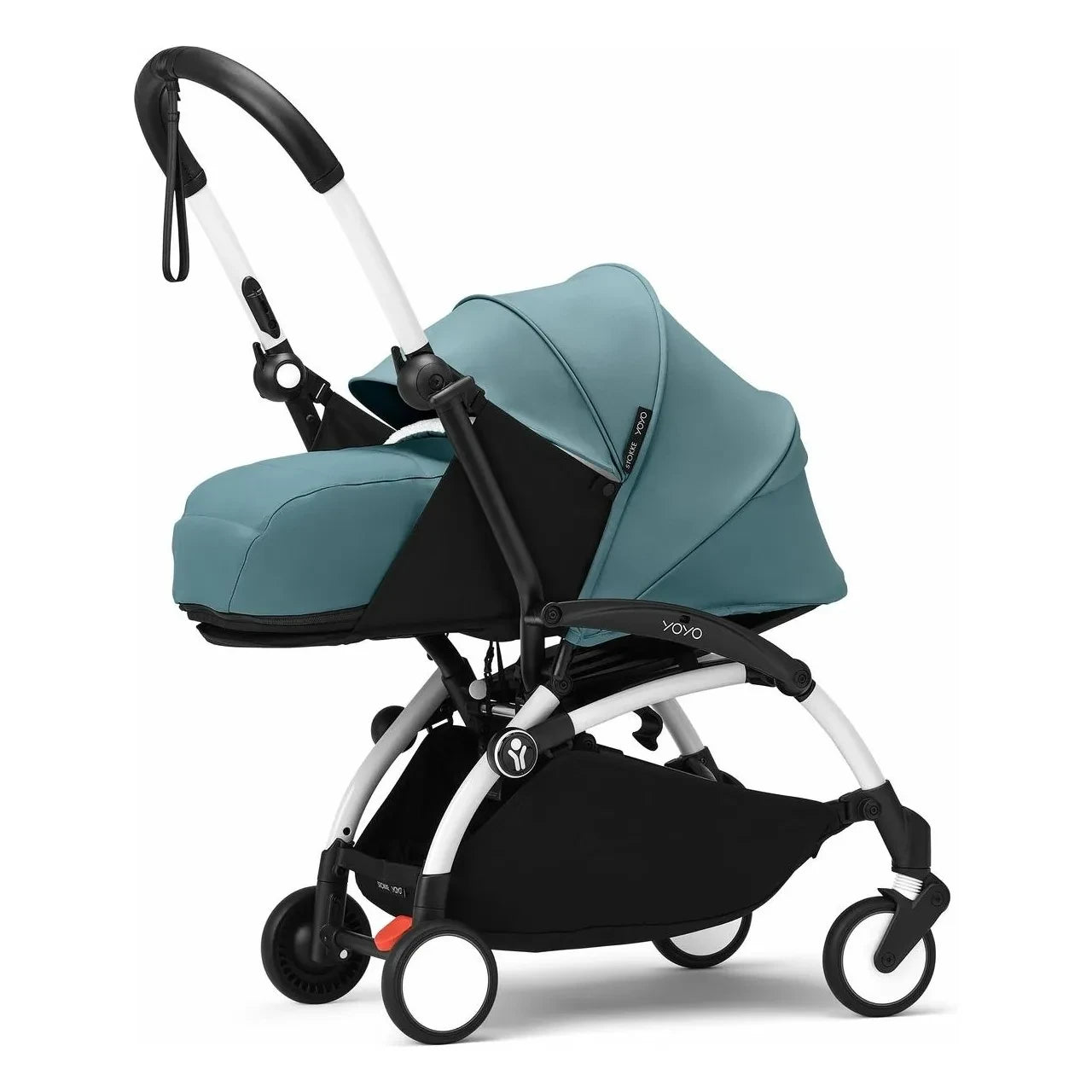 Stokke® - YOYO³ Full Baby Stroller 0+ and 6+ | White Frame | Aqua