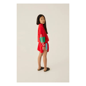 The Campamento - Color Blocked Fleece Zip-Up Sweatshirt | Red