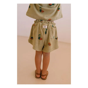 Studio Bohème - Georgy Watermelon Organic Cotton Towel Shorts | Khaki