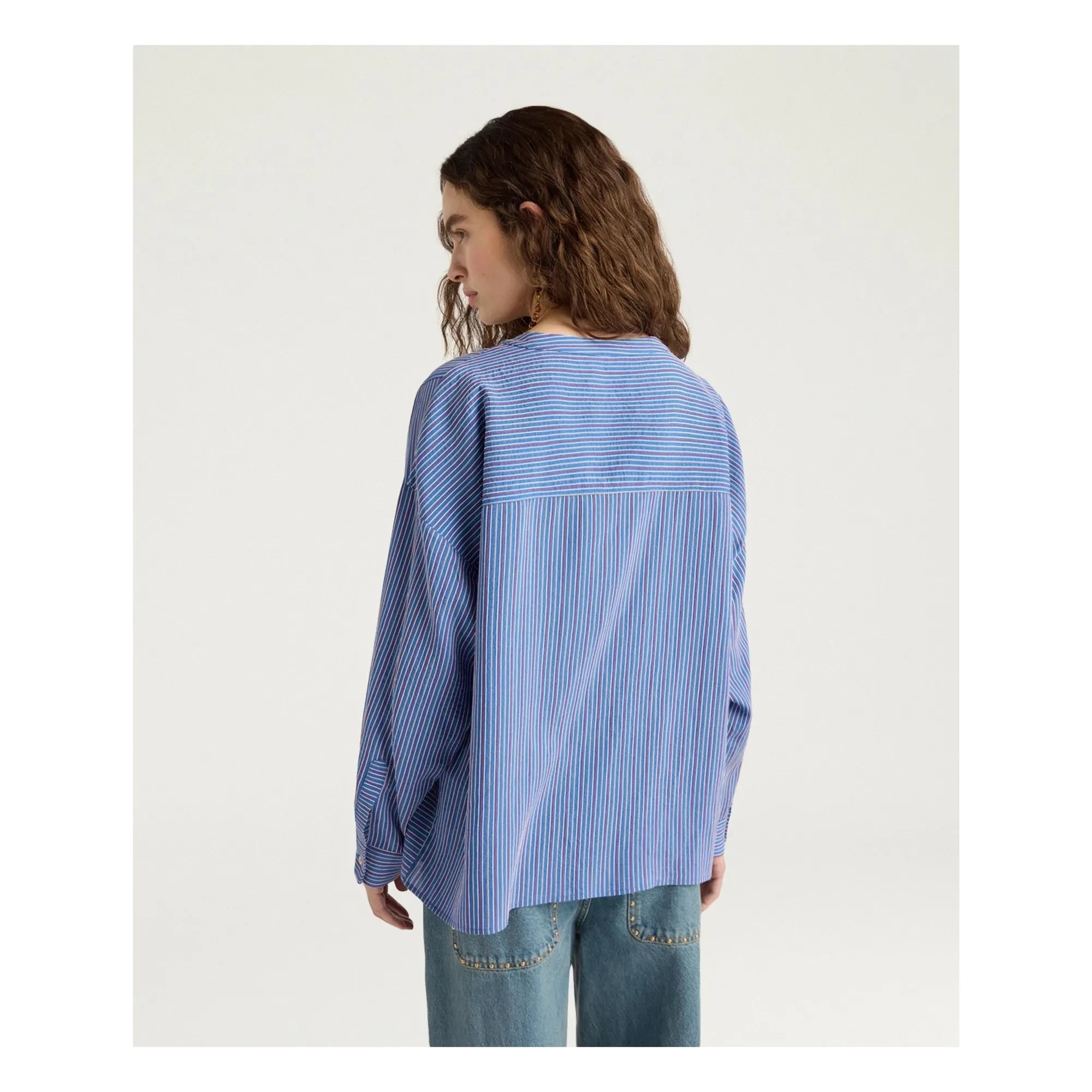 Momoni - Spiked Striped Blouse | Blue