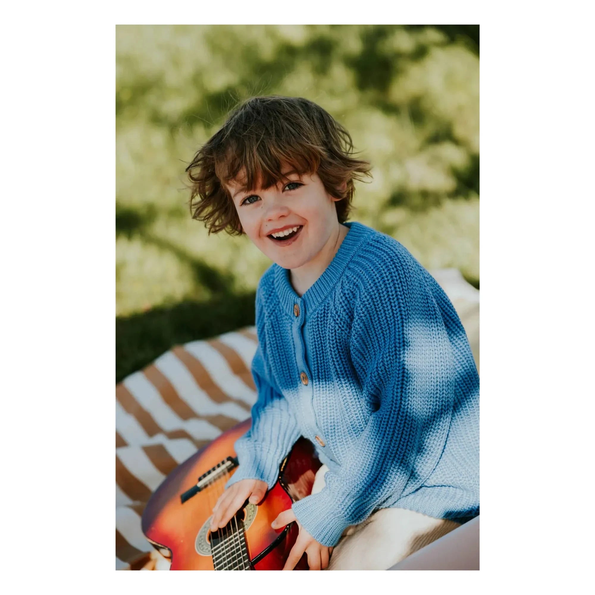 Yuki - Organic Cotton Raglan Cardigan | Blue