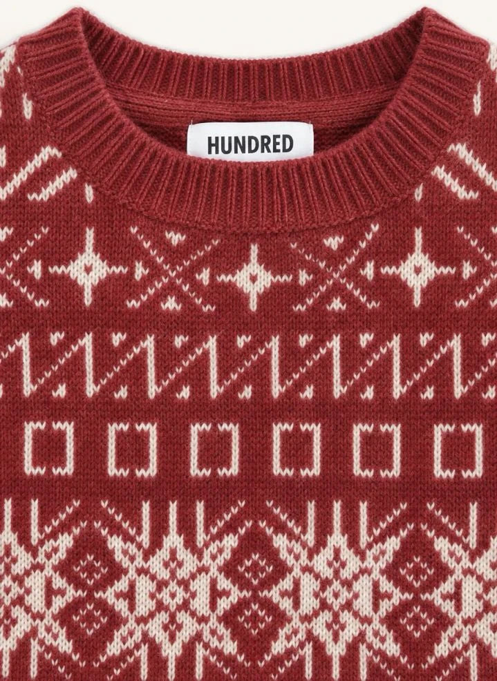 Hundred Pieces - Mika Jacquard Merino Wool Sweater | Dark Red