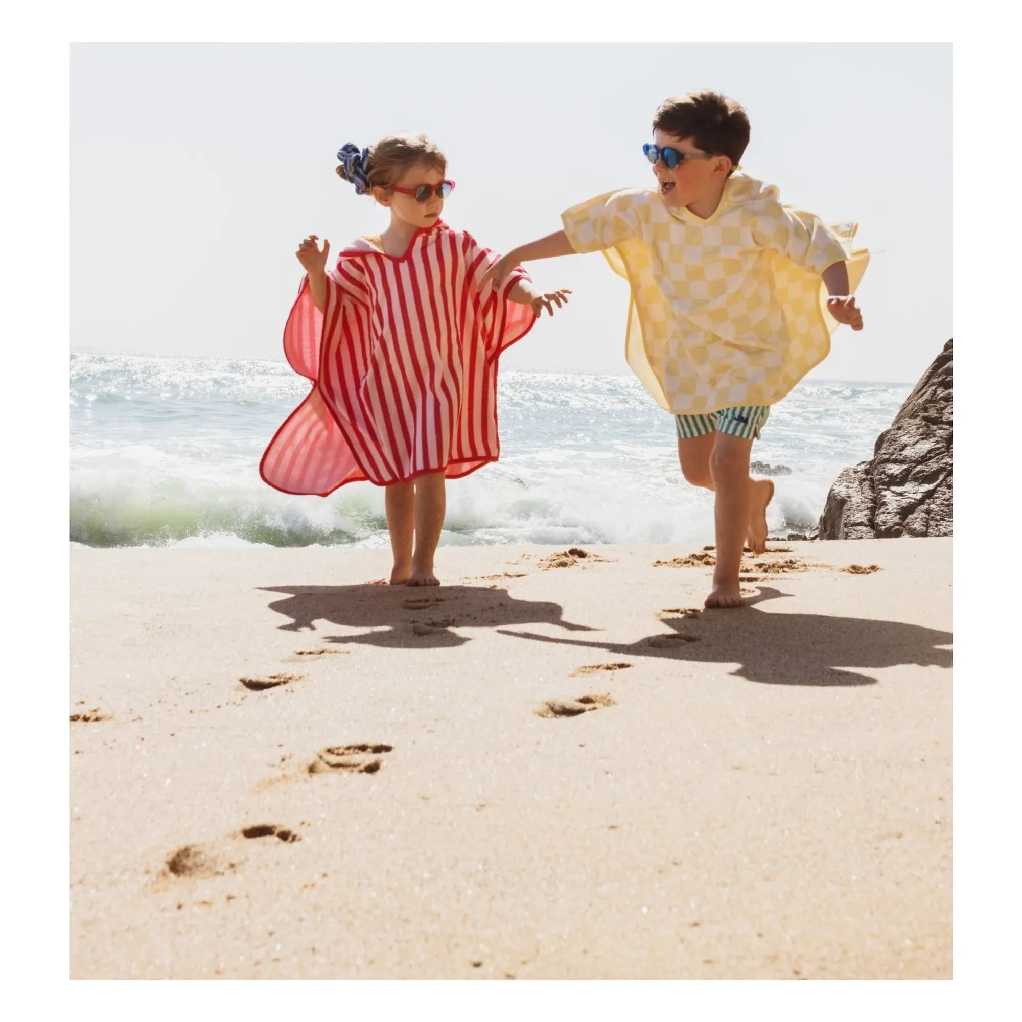 Jera Mini - Gingham Towel Poncho | Light Yellow