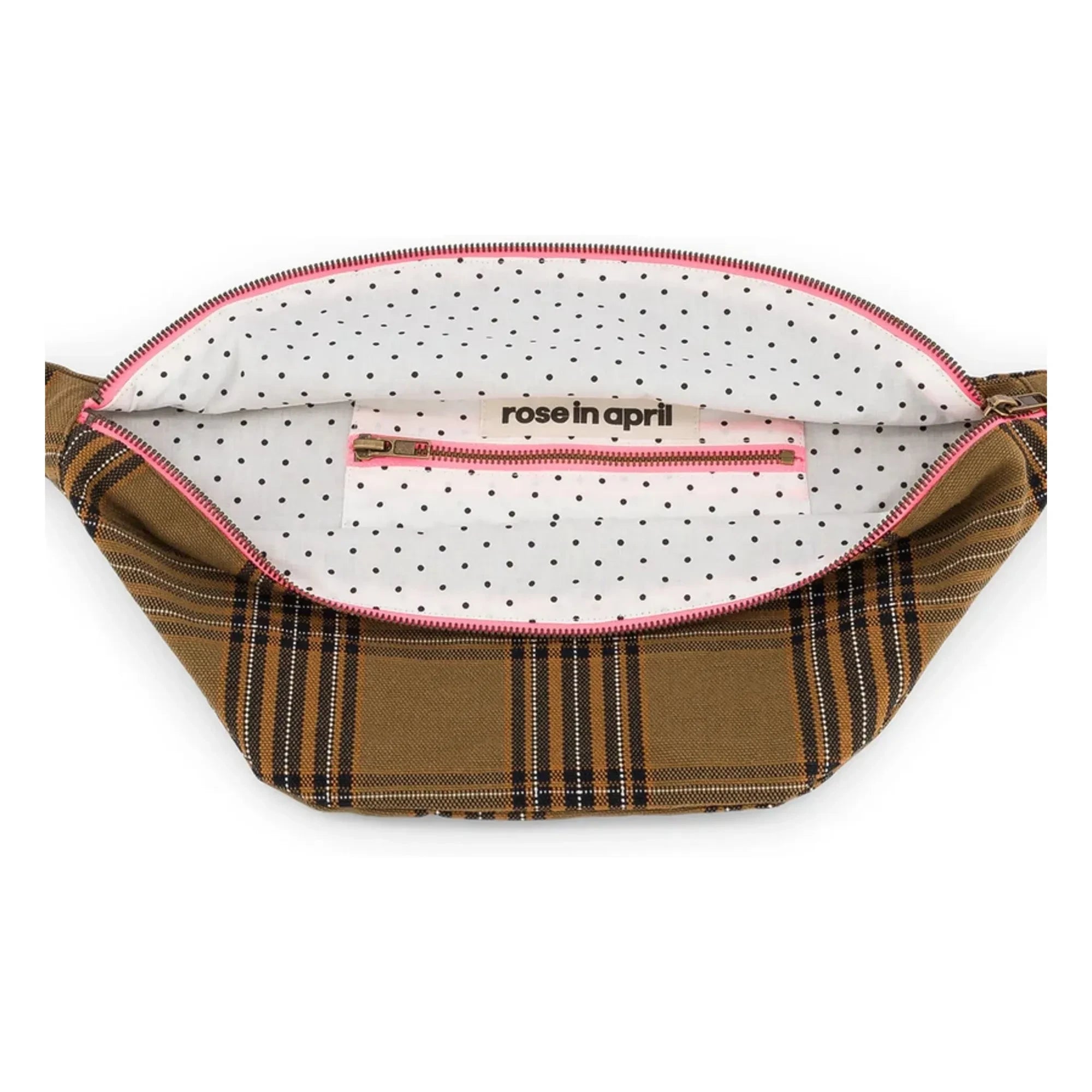 Rose in April - Brown tartan fanny pack