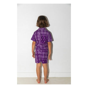 Club Trésor - Cassis Poplin Shirt and Shorts Set | Purple