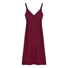 the new society - Bulbine Linen Dress | Dark red