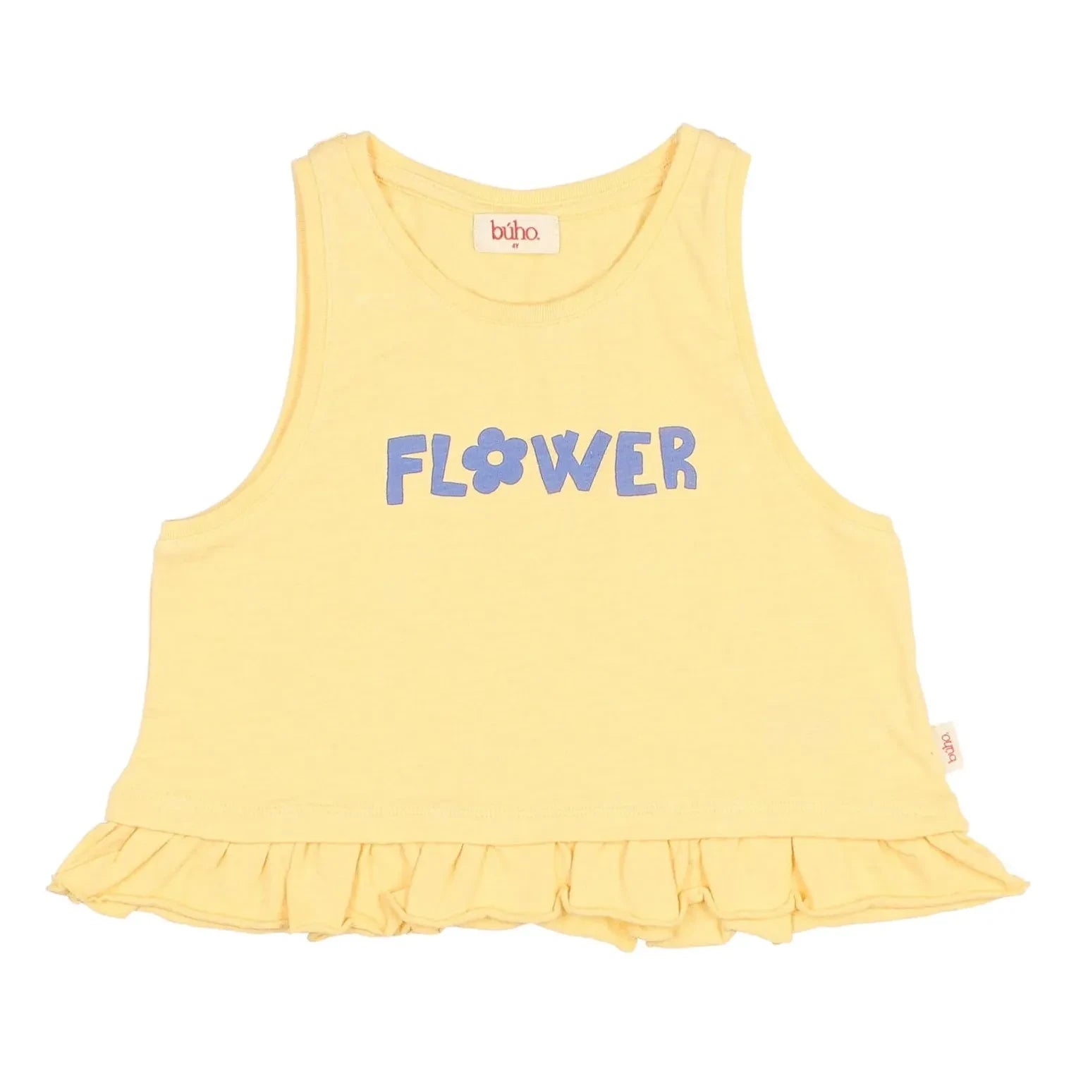Búho - Floral Ruffled Organic Cotton Top | Yellow