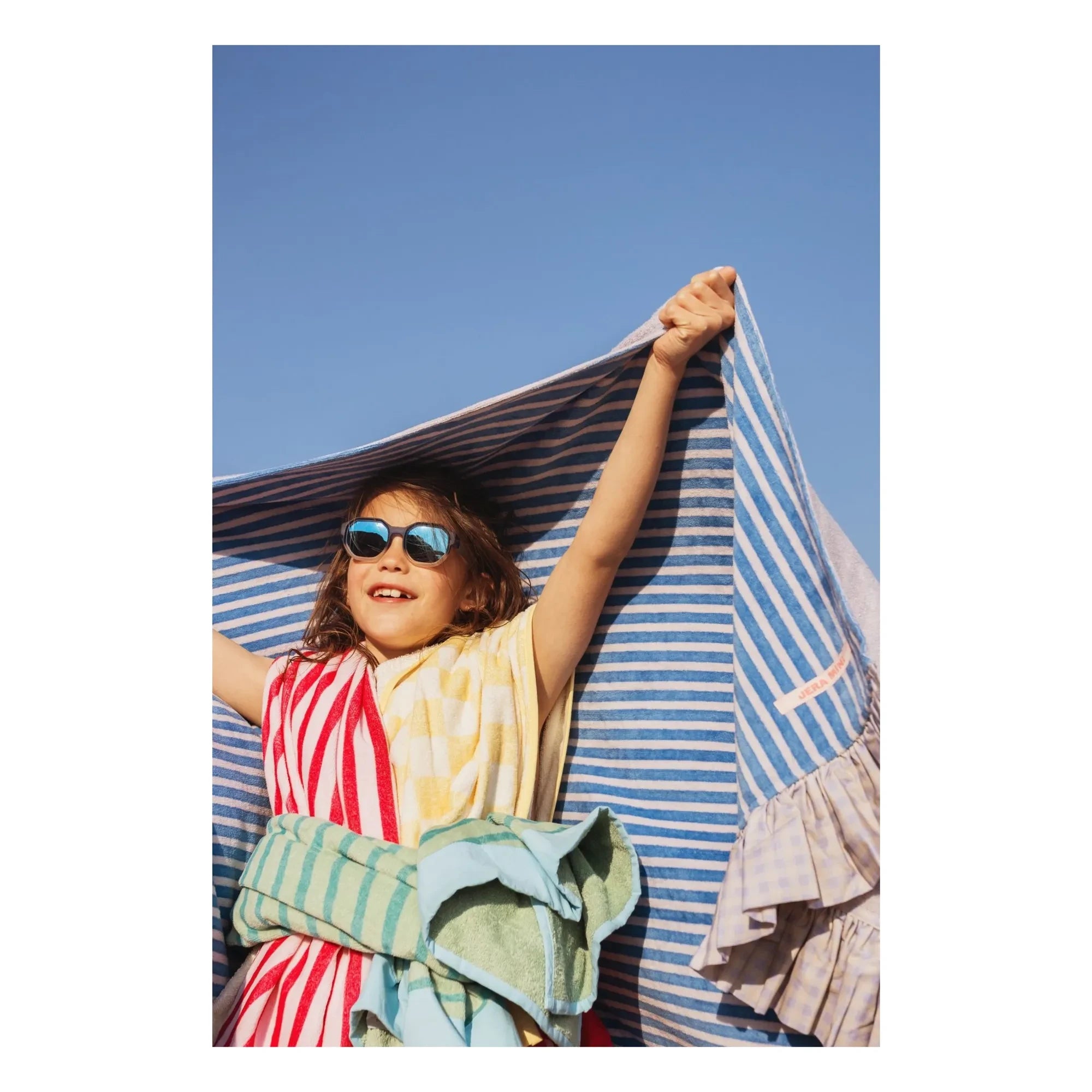 Jera Mini - Striped Ruffled Beach Towel | Light Pink