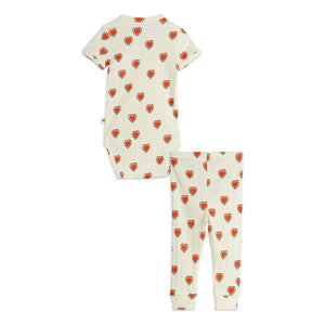 Mini Rodini - Organic Cotton Heart Body and Leggings Set | Ecru
