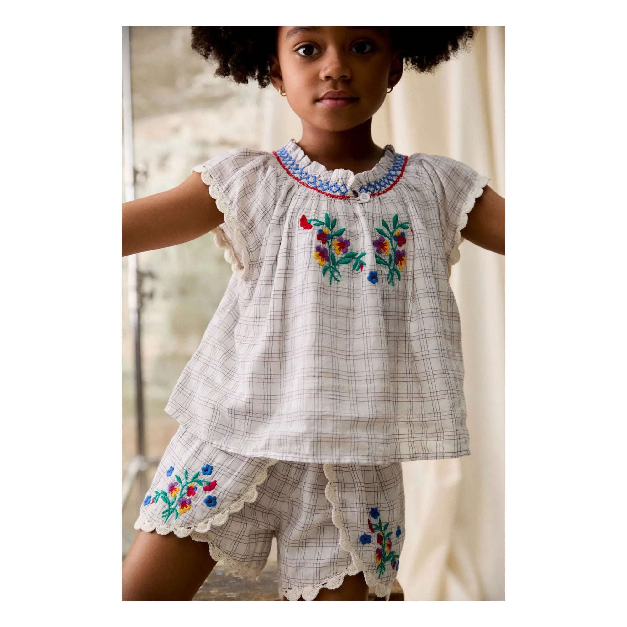 Louise Misha - Perla Blouse Organic Cotton Tiles | Cream