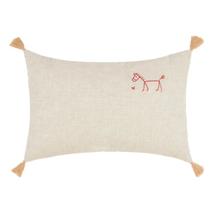 Nobodinoz - Fringed cushion - French Linen | Beige