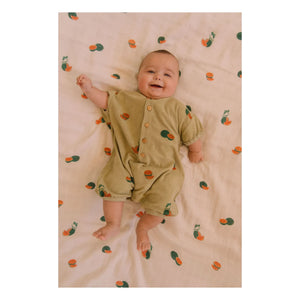 Studio Bohème - Bebecito Watermelon Organic Cotton Towel Romper | Khaki