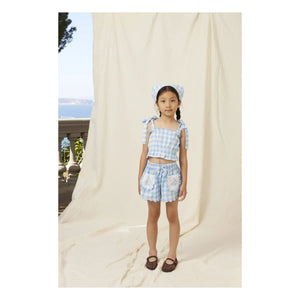 Bebe Organic - Viola Check Strapless Top | Light Blue
