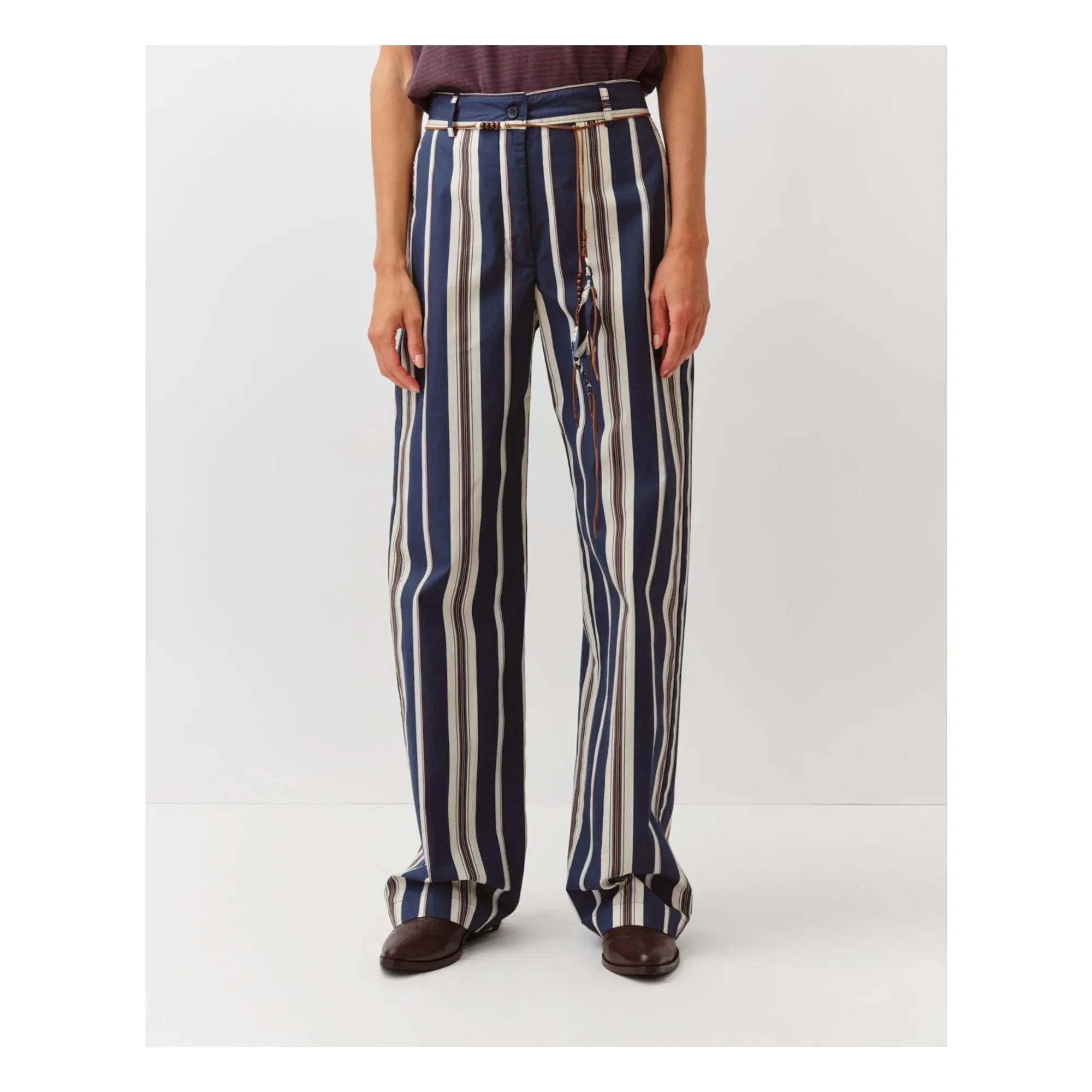 Diega - Pimao Striped Trousers | Navy Blue