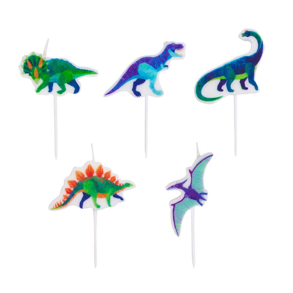 Party Pieces - Kaşif Dino 5&apos;li Parti Mumu-Dinossi