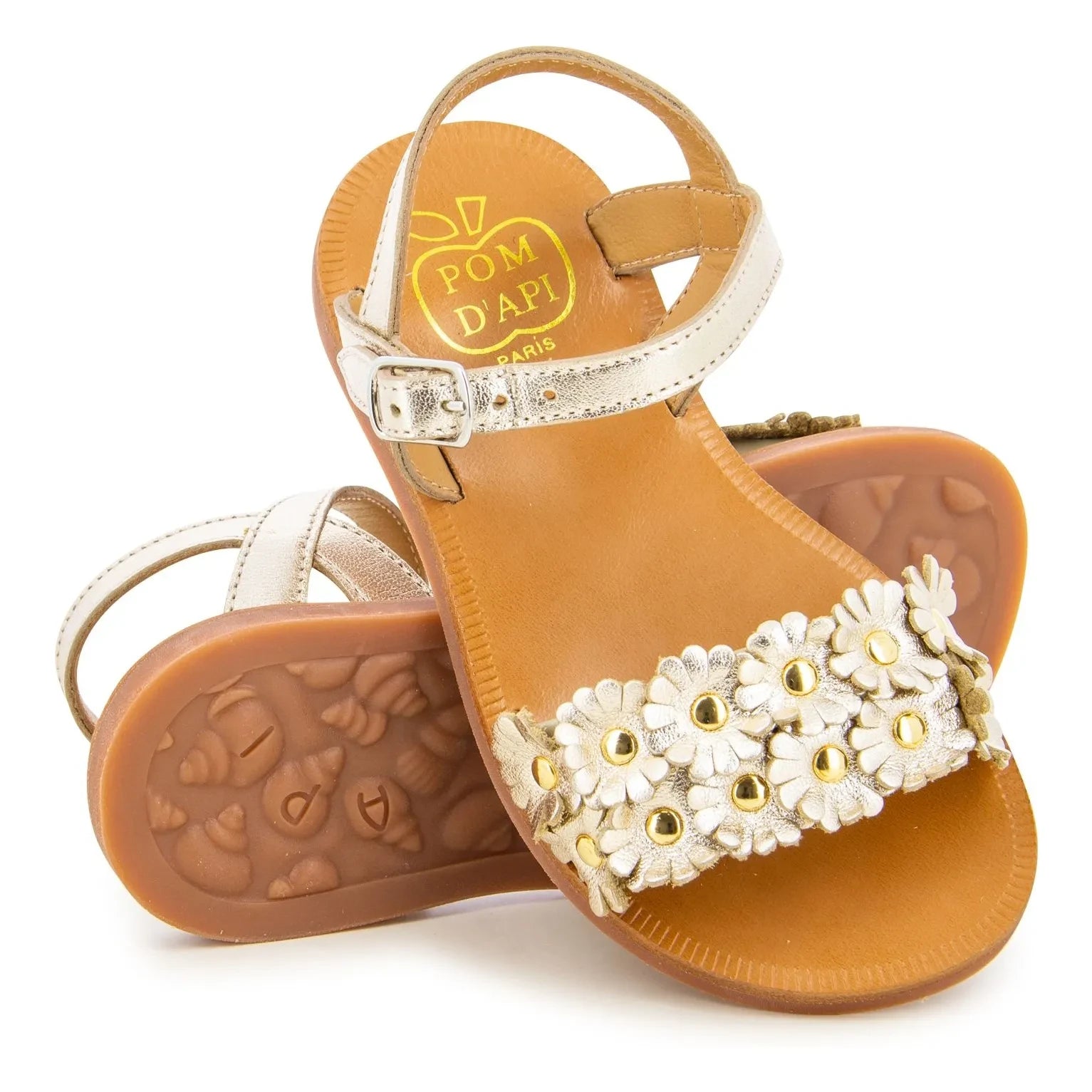 Pom d'Api - Plagette Multi Flo sandaletler | Altın