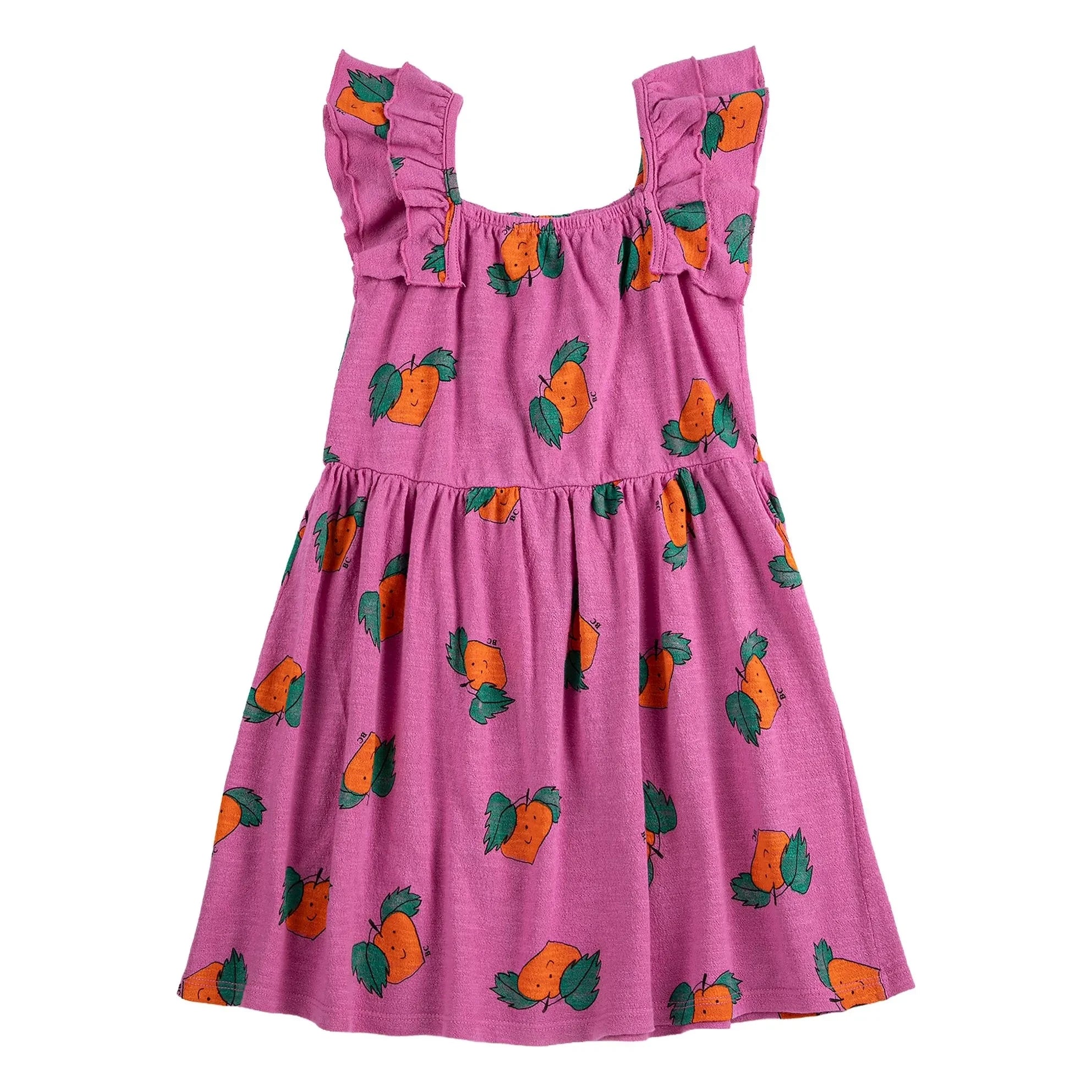 Bobo Choses - Orange Ruffled Dress Made of Organic Cotton | Purple