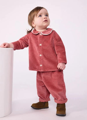 Petit Bateau - Organik Pamuk Kadife Bebek Pantolonu | Kırmızı
