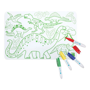 Superpetit - 4 Felt-tip Pen Double-sided Mini Coloring American Serviette - Dinosaur